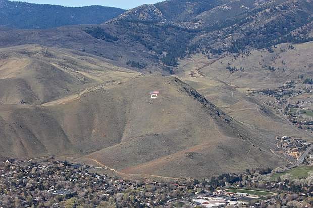 &#039;C&#039; Hill as seen from about 7,000 feet Thursday morning above Carson City.