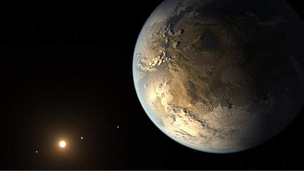 This artist&#039;s rendering provided by NASA on Thursday, April 17, 2014 shows an Earth-sized planet dubbed Kepler-186f orbiting a star 500 light-years from Earth. Astronomers say the planet may hold water on its surface and is the best candidate yet of a habitable planet in the ongoing search for an Earth twin. (AP Photo/NASA Ames, SETI Institute, JPL-Caltech, T. Pyle)