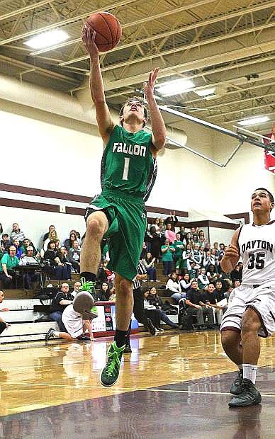Fallon&#039;s Marshall Coverston drives for layup during a game last week. The Wave host Sparks and South Tahoe today and Saturday, respectively.