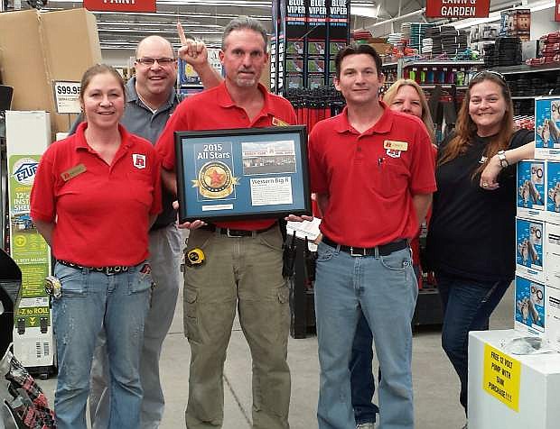 Big R of Fallon recently earned national recognition.From left are Martie Mothershead, Jeff Malmon, Bret Rogers,Beau Poutous, Cindy Lindeman and Kim Scott.