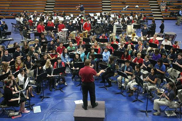 Carson City bands practice at Carson High School on Wednesday morning in preparation for Bandorama.