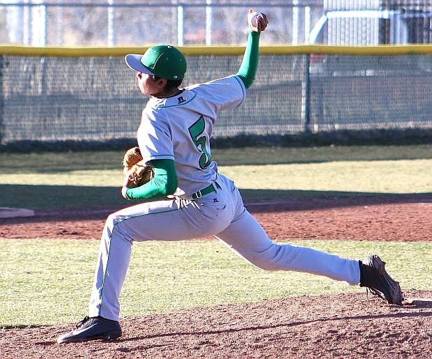 Fallon starting pitcher Alex Mendez picked up the win against North Valleys to open the 2014 season on Thursday in Reno.