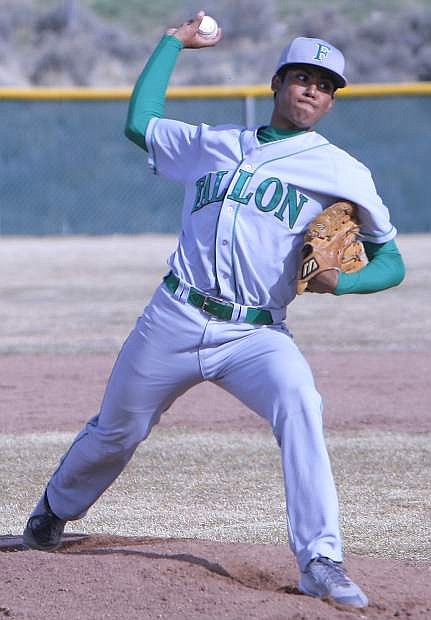 Fallon ace Alex Mendez delivers a pitch during the Wave&#039;s 3-1 win over Spring Creek on Friday. The Wave won two of three games to take the series.