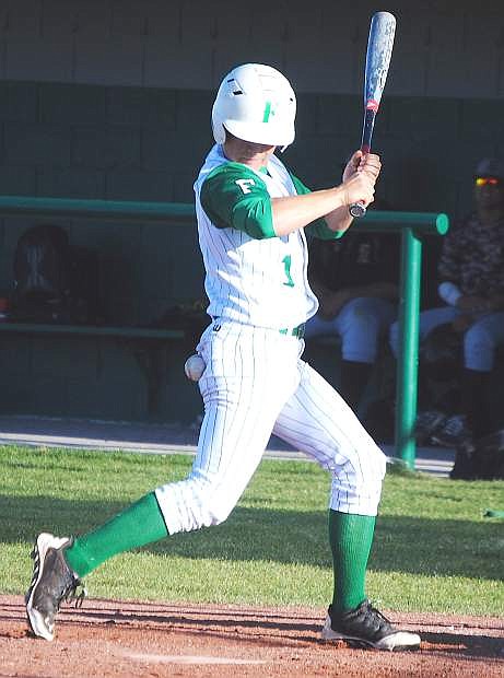 Fallon sophomore Jack Swisher gets hit by a pitch during the Wave&#039;s 5-4 win over Sparks on Monday.
