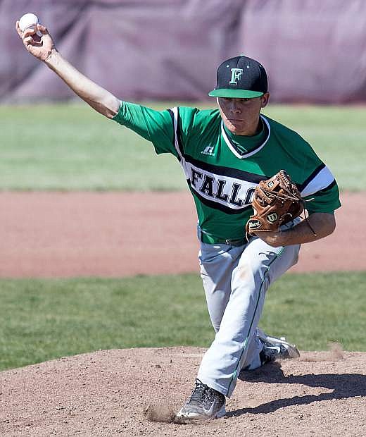 Fallon&#039;s Kendall Johnson delivers a pitch during the Wave&#039;s 8-2 win over Elko on Saturday to clinch the Northern Division I-A tournament title. Johnson struck out three in four innings to earn the win.