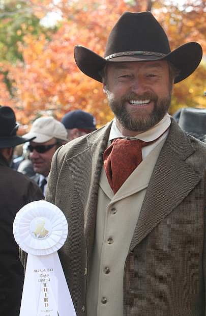 Senator Dean Heller proudly displays his 3rd place ribbon for best groomed beard.