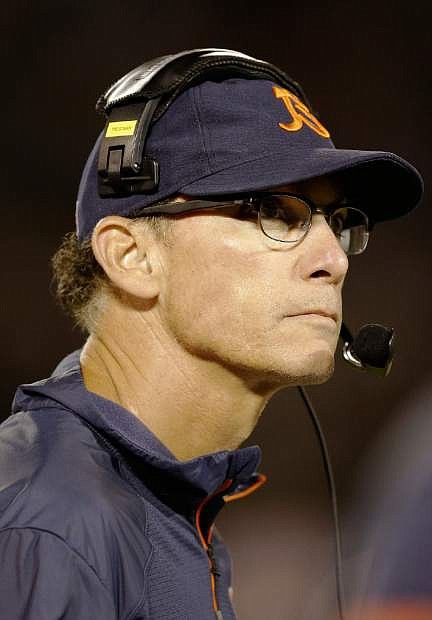 Chicago Bears head coach Marc Trestman watches from the sideline during the third quarter of an NFL preseason football game against the Oakland Raiders in Oakland, Calif., Friday, Aug. 23, 2013. (AP Photo/Ben Margot)
