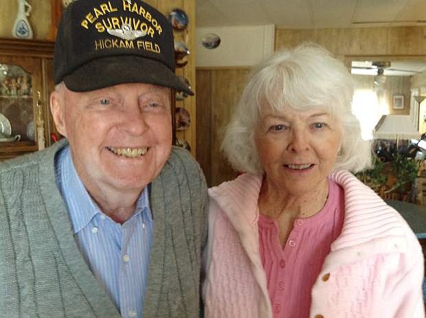 Bob and Ann Lloyd mark the moment of his 94th birthday at their home in Dayton.