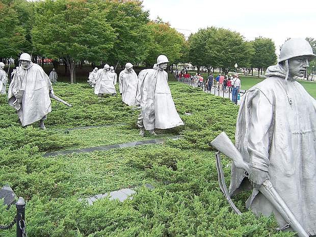 The Korean War Memorial in Washington, D.C., near the Vietnam Wall.