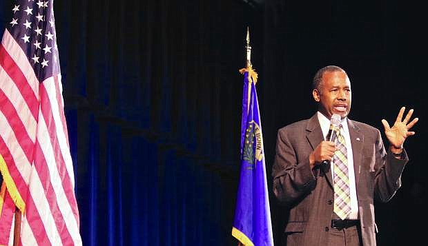 Retired neurosurgeon Dr. Ben Carson campaigns in Carson City Wednesday afternoon with hopes of becoming the Republican Party&#039;s presidential candidate in 2016. Roughly 400 people were in attendance at the Community Center.