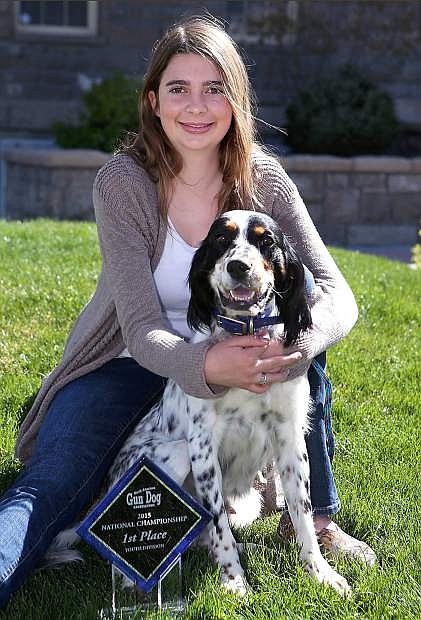 Laura Pradere, 13, and her dog Bandit recently placed first in the youth division of the North America Gun Dog Association&#039;s championship in Wiggins, Colorado. Pradere is a fifth-generation Nevadan who will compete this weekend in the U.S Bird Dog Western States National Championships in Mound House.