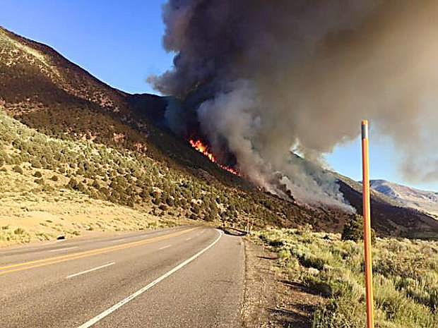 A fire burning near Mono Lake has closed HIghway 395.