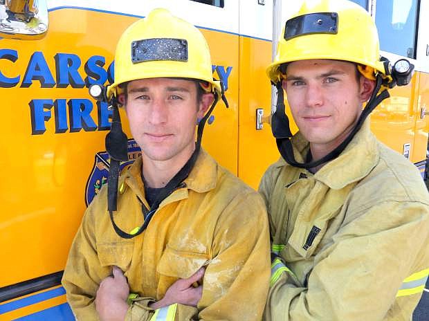 Brothers Clayton Peterson, left, and Dustin Peterson have recently joined the Carson City Fire Department.