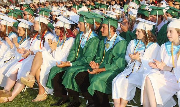 The Class of 2016 listens to one of the valedictorians.