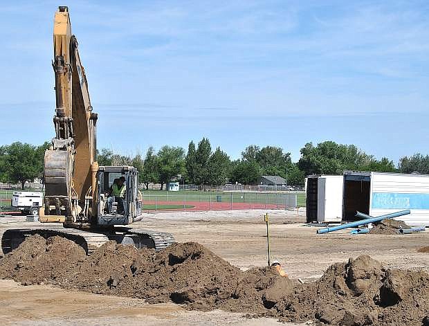 A&amp;K Earth Movers began excavating power lines at  Churchill County High School in order to get ready for the foundation of the new gym.