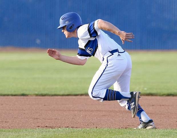 Abel Carter steals second base in a game against North Valleys on Tuesday.