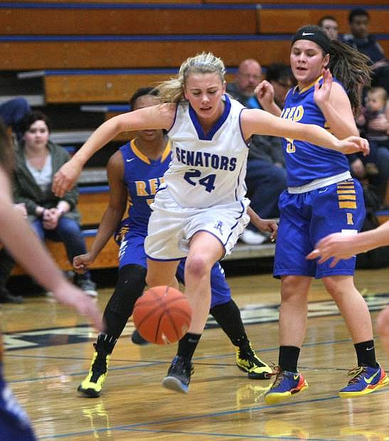 Lindy Lehman goes after a loose ball in a game against Reed on Tuesday.