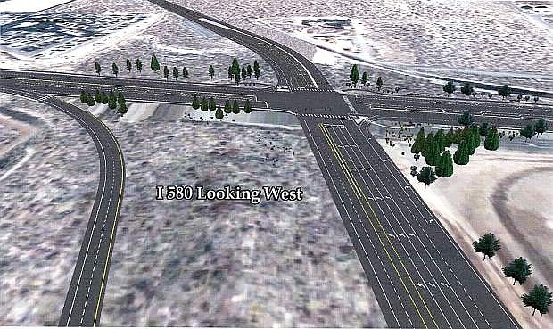 A rendering of the completed I580 bypass looking west.
