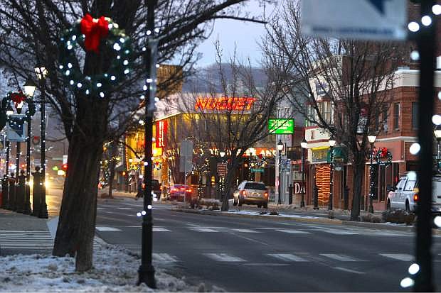 Downtown Carson City glows during the holiday season.