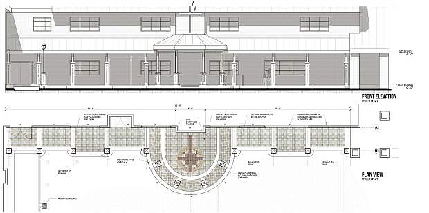 The plans for the new covered sidewalk planned for the First Presbyterian Church.