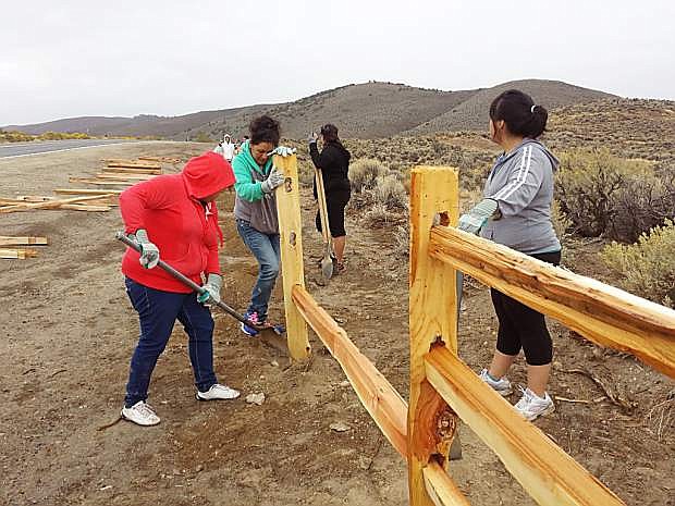 With the help of Ann Bollinger of Carson City Open Space, the Parks &amp; Recreation Department and Finest Fence, Capital City C.I.R.C.L.E.S. Initiative completed a stretch of split rail fencing along Carson River Road before getting rained out last Saturday.