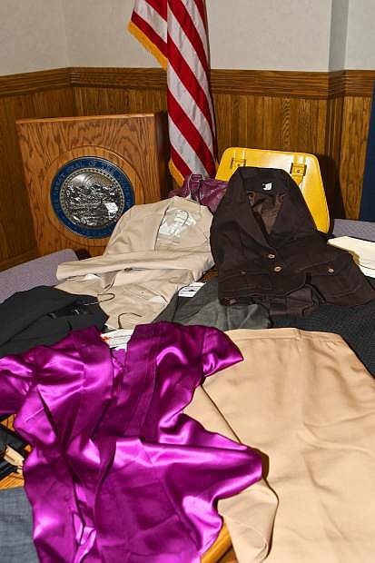 The District Attorney&#039;s office is having a clothing drive and is collecting new and used business attire to donate to Classy Seconds to provide free business attire to individuals seeking to reenter the job market. Pictured Thursday at the Attorney General&#039;s office in Carson City are some donated items that will be distribted to those in need.