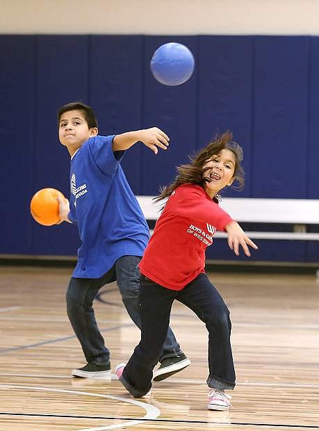 Boys and Girls Club of Western Nevada members play dodgeball at the MAC earlier this year.