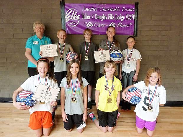 Abner Lowe (12-13 boys), Riley Mello (12-13 girls), Kristyn Webb (10-11 girls) and Mae Sharpe (8-9 girls) all won first place at the Tahoe-Douglas Elks Hoop Shoot on Nov. 14. The next level of competition will be in Reno in January. Zach Pena was second in 12-13 boys and Chad Maricich was third. Amber Long was second in 12-13 girls, while Brylee Modispacher was second in 10-11 girls and Logan Karwoski was third.
