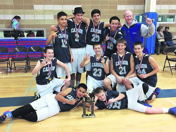 The Carson Middle School eighth-grade basketball team won the Tah-Neva championship