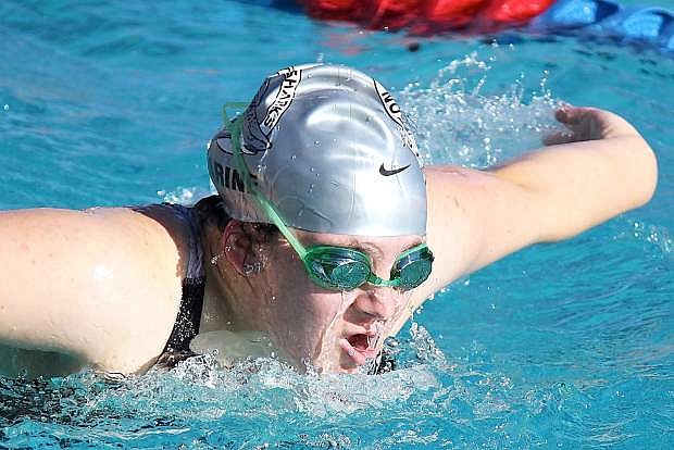 Madeline Carine, 15, won the 200 fly and was third in the 100 fly at the Swimming at Altitude event.