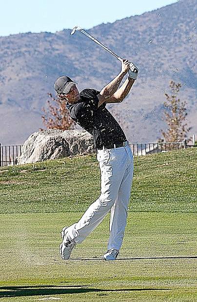 Chris Williams hits into the 10th green during Stage One Web.com Qualifying at Dayton Valley Golf Club on Thursday.