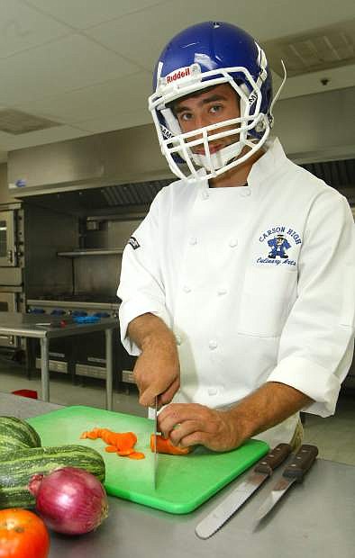 Carson High School varsity football player Max DeMar is involved in the school&#039;s culinary program.