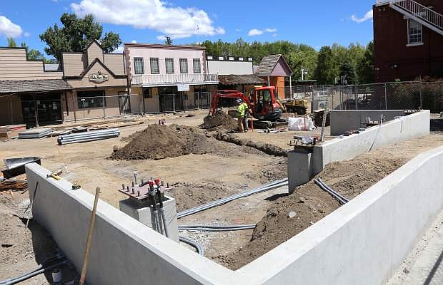 Construction continues on the Third Street plaza.