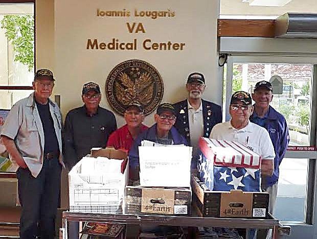 The Tahoe-Douglas Elks delivered several hundred thank you cards to hospitalized veterans at the Reno VA Hospital on May 23. The cards were hand and computer drawn by all grades at C.C. Meneley Elementary School in the Gardnerville Ranchos. The Elks also donated hundreds of books, magazines and toiletries.