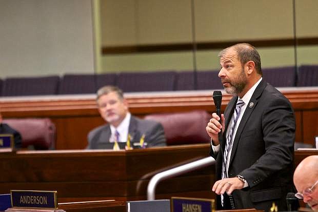 Majority Floor Leader Paul Anderson, R-Las Vegas, speaks at the special session Thursday evening in Carson City.