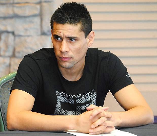 Mexican boxer Luis Grajeda takes in the press conference during Wednesday&#039;s media day for the Fallon Fights at John Ascuaga&#039;s Nugget in Sparks.