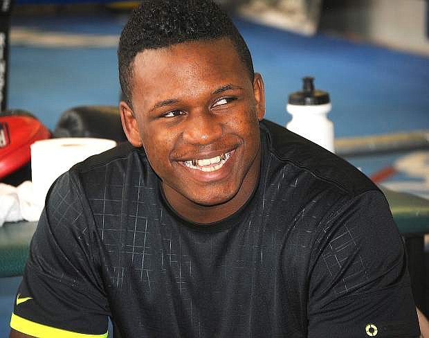 Ytalo Perea of Ecuador laughs during media day before last year&#039;s Fallon Fights.