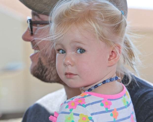 2-year-old Rose Jeppson enjoys her very first train ride Saturday morning in Carson City.