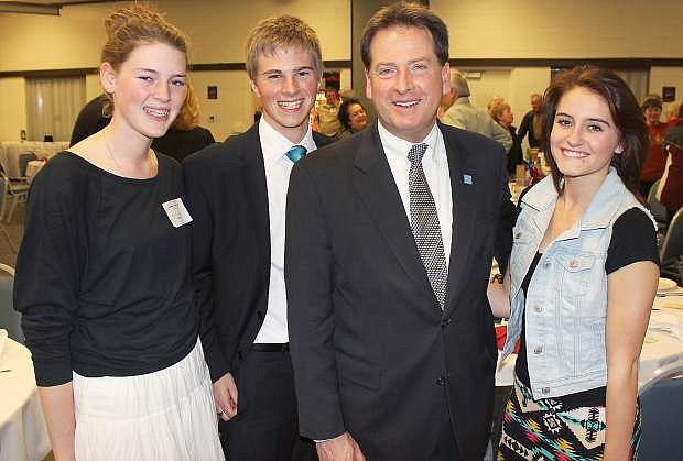 Young Republicans surround Lt. Gov. Brian Krolicki for a photo. From left are Emily Johnson, Tyler Wood, Krolicki and Ali Johnson.
