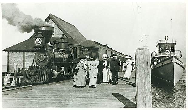 A historic photo of The Glenbrook at Lake Tahoe platform.