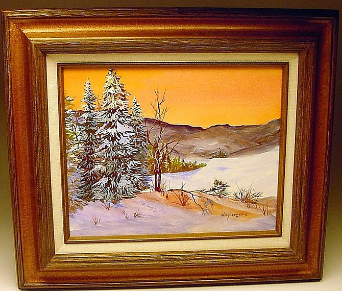 A watercolor landscape by the late artist Darlene Grace Novy-Zuelke, whose work is being displayed in Gold Hill.