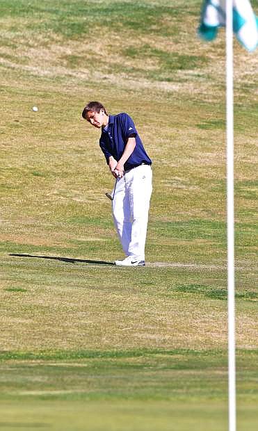CHS golfer Casey Stevens drives his ball down the fairway at Genoa Lakes Wednesday during a Sierra League match.
