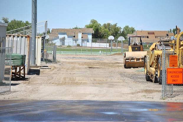 Construction crews finished the first phase of work for the new auxiliary gym at Churchill County High School.