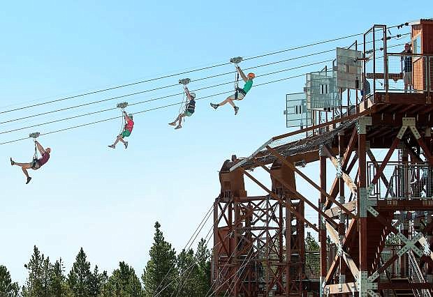 Riders enjoy a four-line zip line over Breckenridge, Colo. Heavenly Mountain Resort will debut its new Hot Shot zip line when it opens for full-time summer operations June 12.