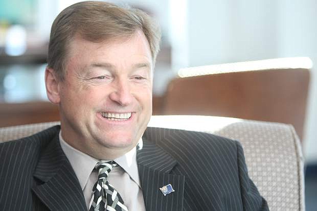 Sen. Dean Heller discusses life in the Senates from his Reno office on Wednesday.