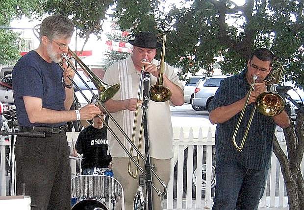 Trombonists David Bugli, &quot;Tall Paul&quot; Unruh, and Nick Jacques played at a Jazz and Beyond event last summer.