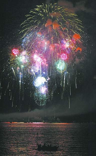 Fireworks are seen over Lake Tahoe in this file photo.