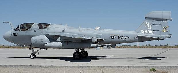 An EA-6B Prowler aircraft from the VAQ-129 &quot;Vikings&quot; is photographed at NAS Fallon on Sept. 10, 2013.  VAQ-129 is the Navy&#039;s fleet replacement electronic attack squadron (VAQ) based at NAS Whidbey Island, Wash.