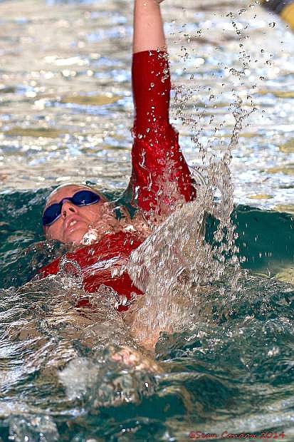 Fallon native Sam Martin swims the backstroke for Western State Colorado University this year.