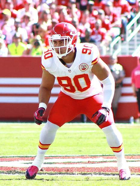 Kansas City linebacker Josh Mauga prepares for the snap during a game at San Francisco this season. Mauga led the Chiefs in tackles and started all 16 games.